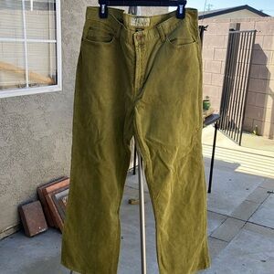 Green Corduroy Wide-Leg Pants